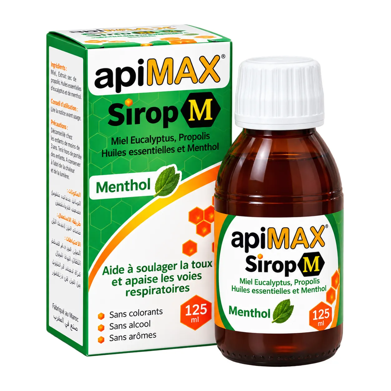 APIMAX Sirop M — miel d’eucalyptus et menthol, conditionnement